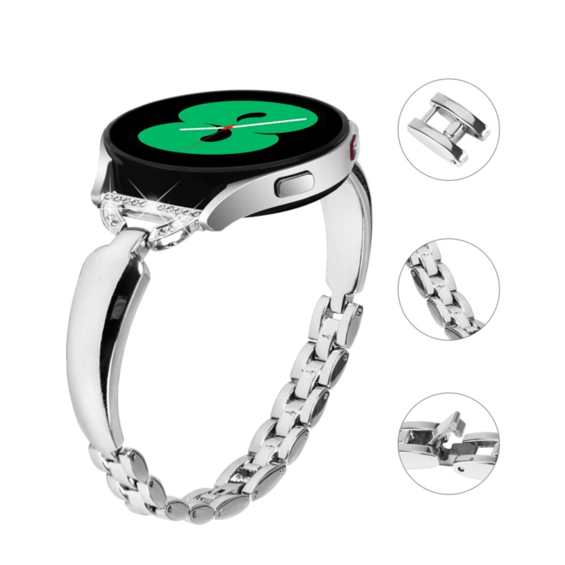 Samsung Galaxy Watch 4 (40mm) Strassstein Armreif Edelstahl Schmuckarmband - Silber