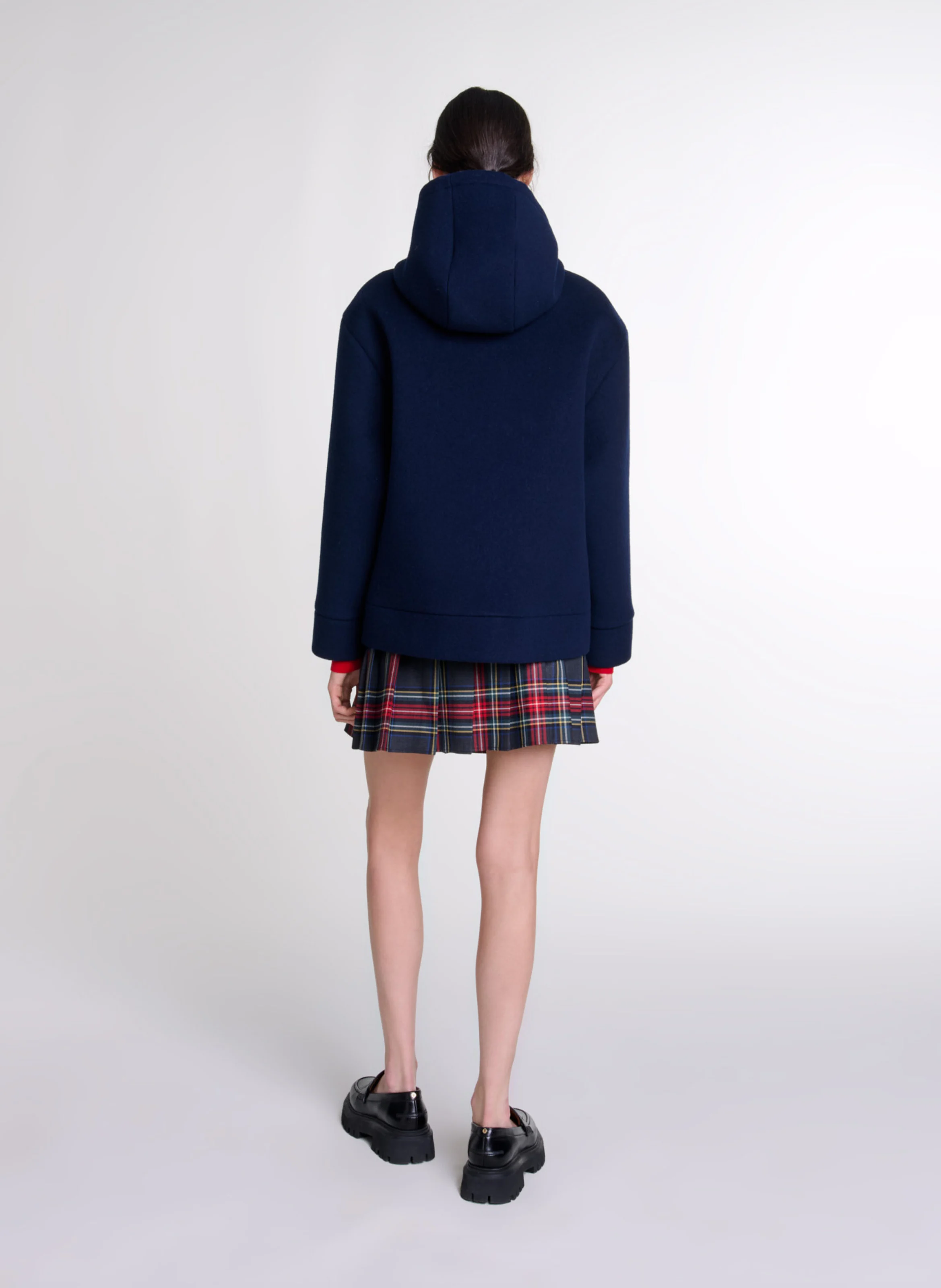Sweat zippé en laine mélangée | Bleu