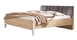 Futonbett Köln Steineiche Nachbildung/Lederlook Havanna ca. 180 x 200 cm