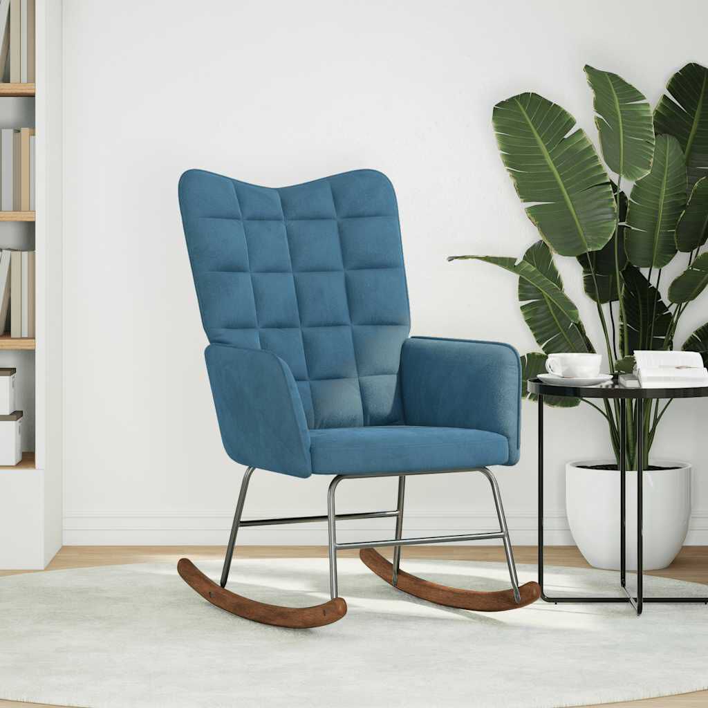 vidaXL Schommelstoel Blauw Bekleed met Fluweel