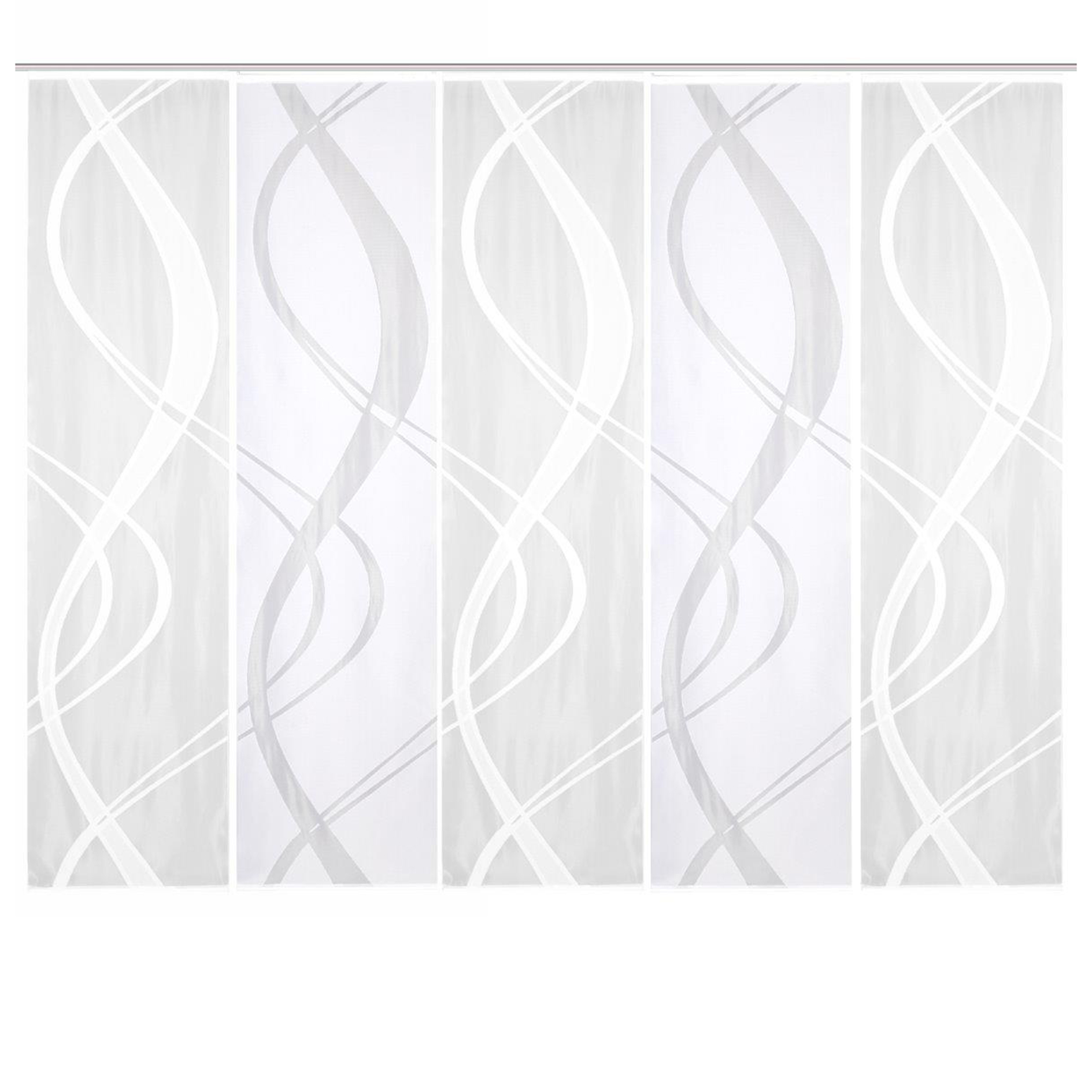 5-teiliges Schiebevorhang-Set TIBASO - transparent-weiß - je 57x245 cm