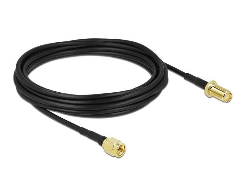 Delock Antennenkabel LTE/5G, CFD/LRM100 SMA zu SMA, 5 m Antennenkabel SMA Stecker zu SMA Buchse LMR/CFD100 5 m low loss