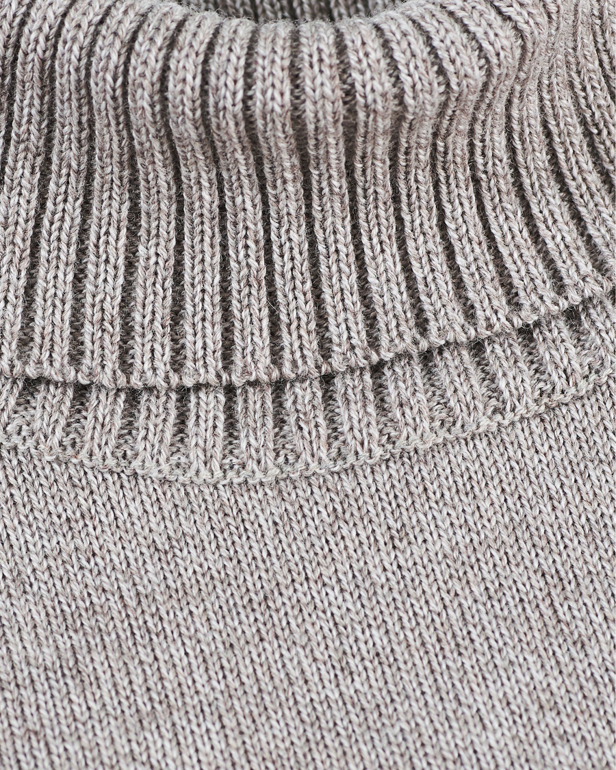 Stenströms Heavy Knitted Merino Rollneck Beige Mouliné