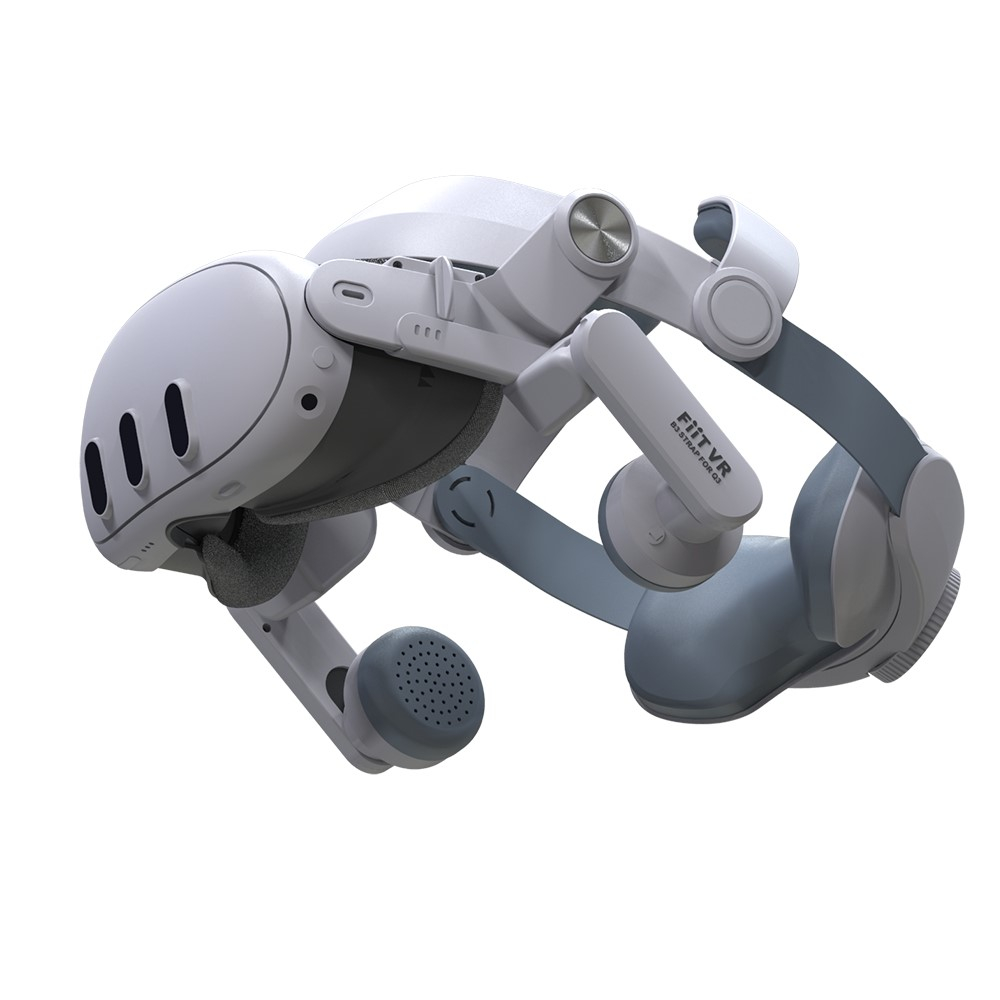 Meta Quest / Oculus Quest 3 Verstellbares Kopfband Schutzriemen für Druckreduzierung und Tragekomfort (Grössenverstellbar) - Weiss / Grau