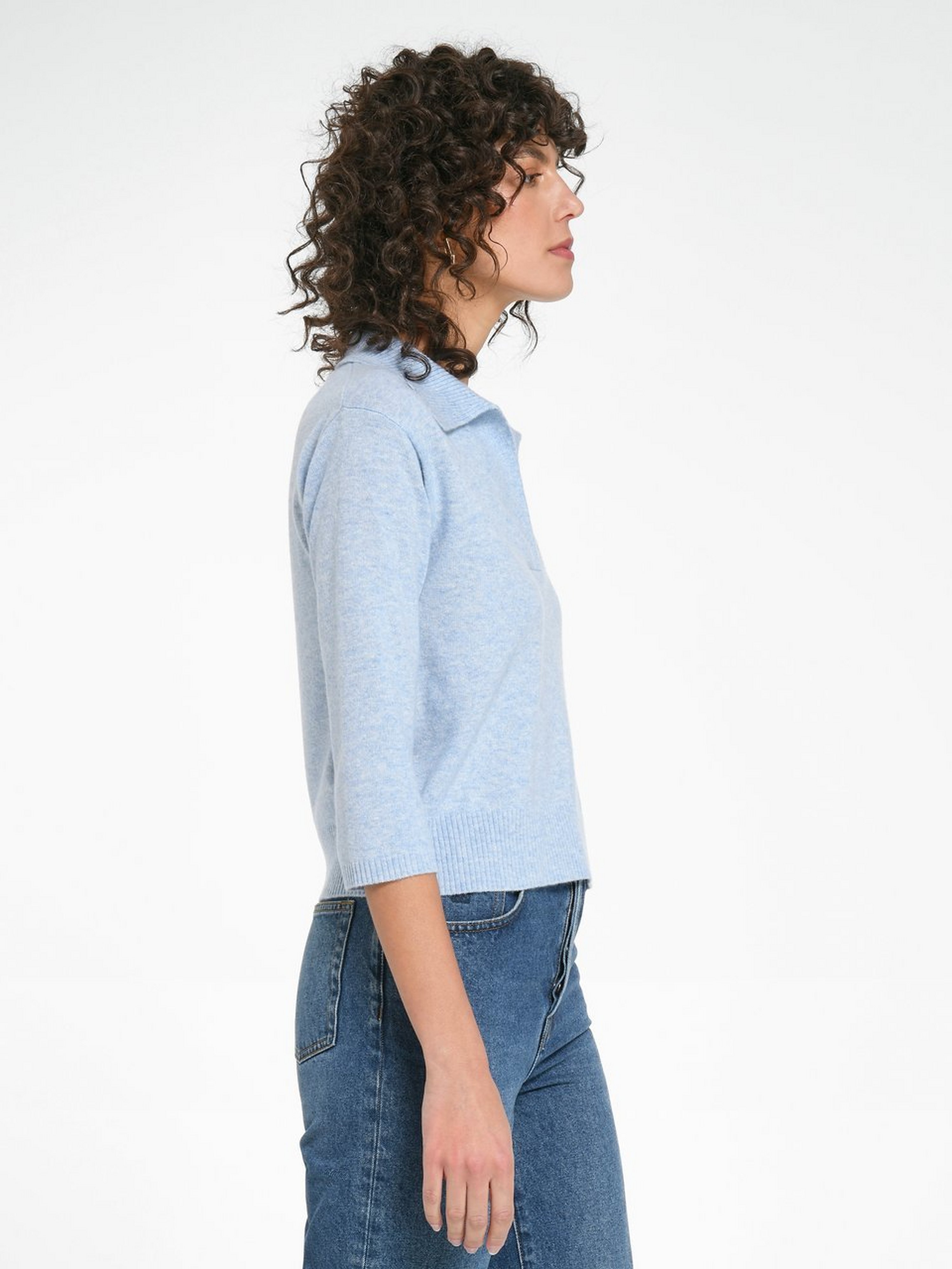 Polo-Pullover mit 3/4-Arm