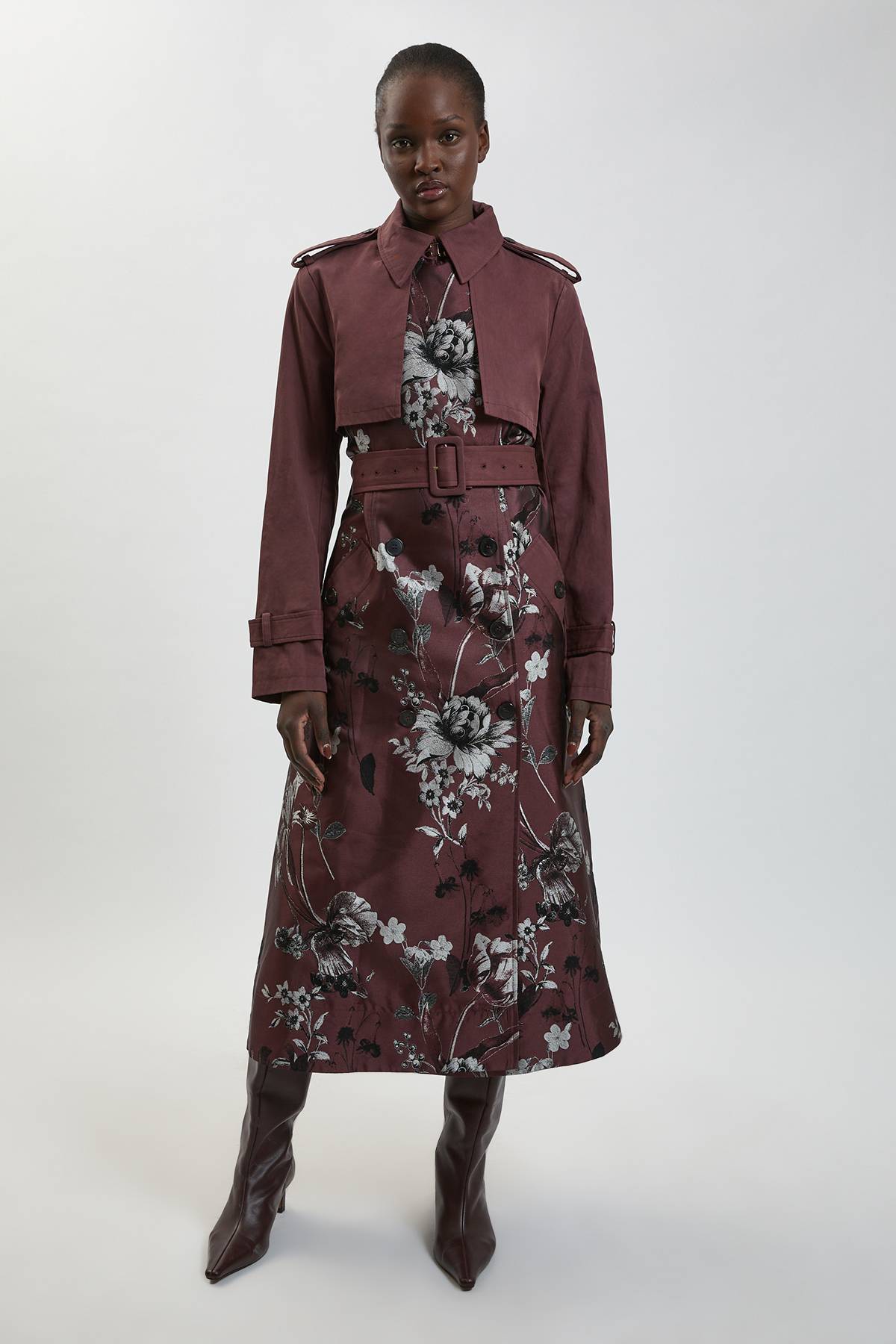 KarenMillen Trench-coat Petite À Mélange Jacquard