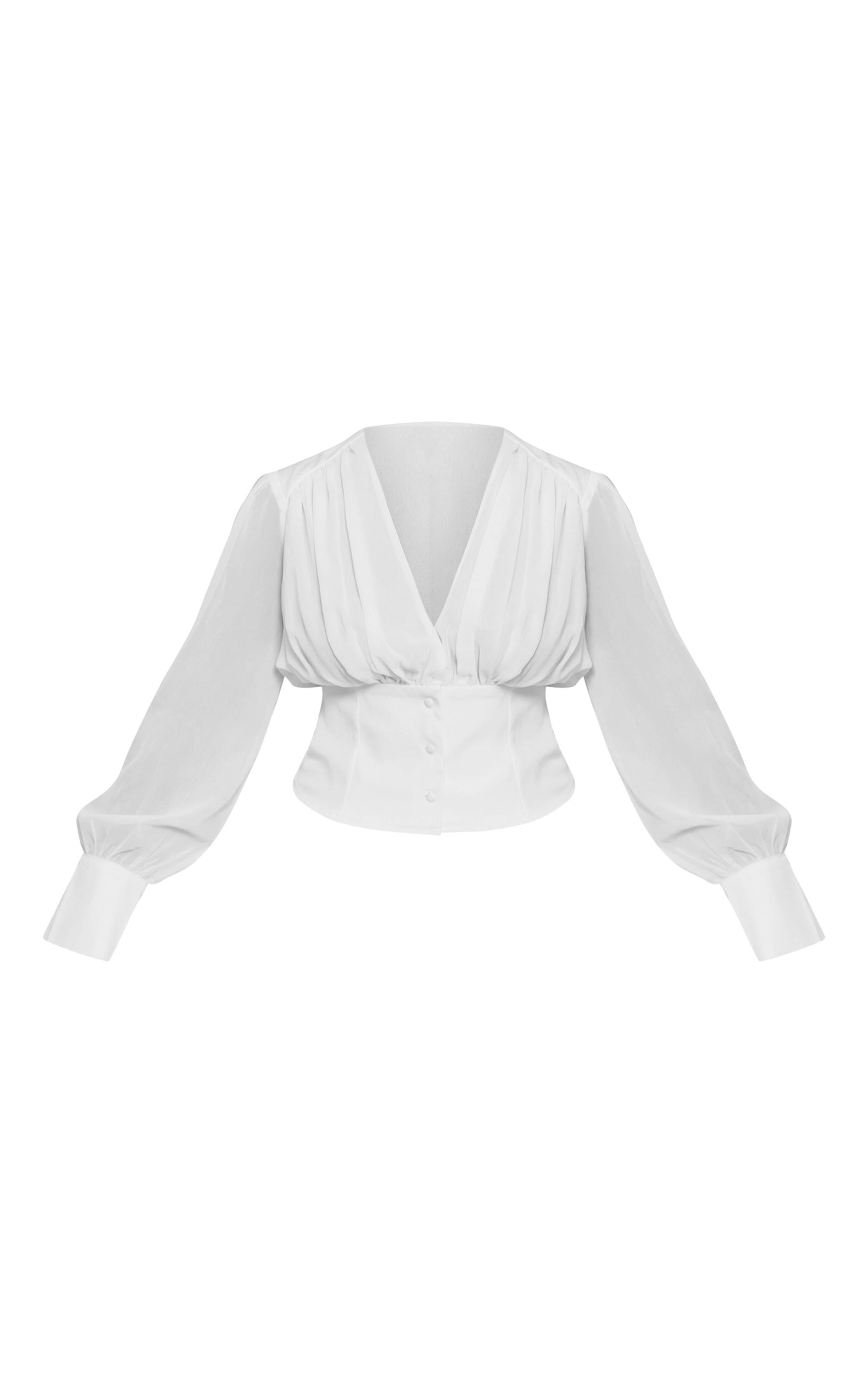 Blanc Chemise En Tissu Tissé À Buste En Mousseline Shape