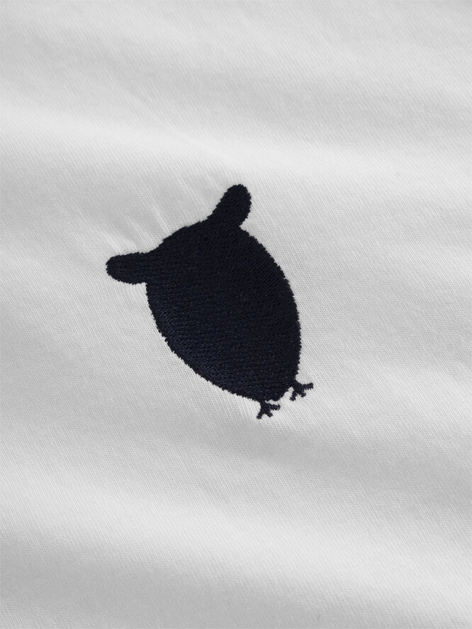 Knowledge Cotton Apparel Regular fit owl chest embroidery t-shirt - GOTS/Vegan Hvid
