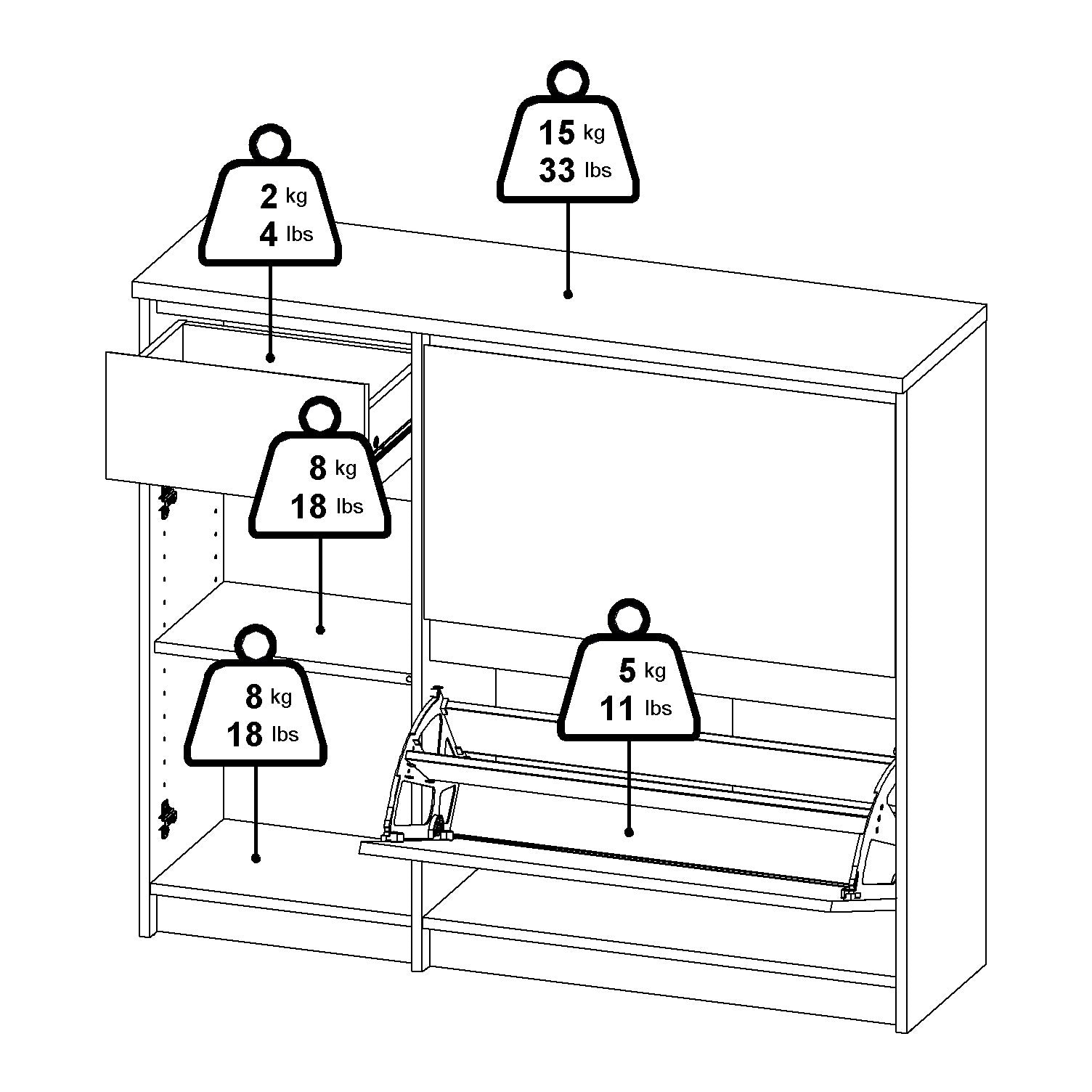 by fonQ basic Flip Schoenenkast - Zwart