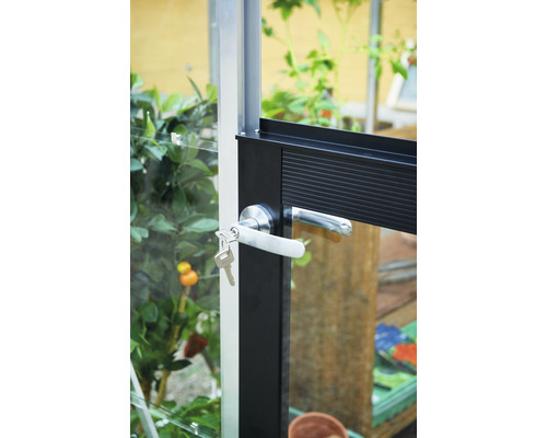 JULIANA Compacte kas 6,6 m² met 10 mm dubbelwandige polycarbonaat panelen 224 x 296 cm aluminium