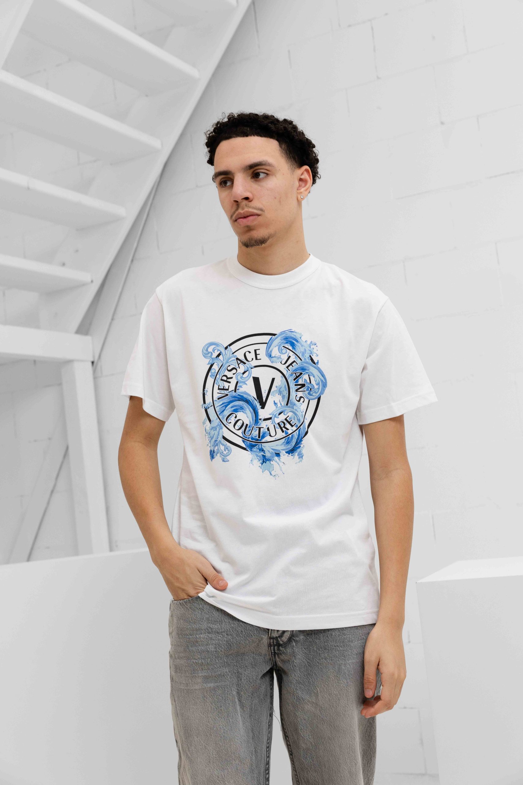 Versace Jeans Couture Cotton Jersey T-Shirt Heren Wit