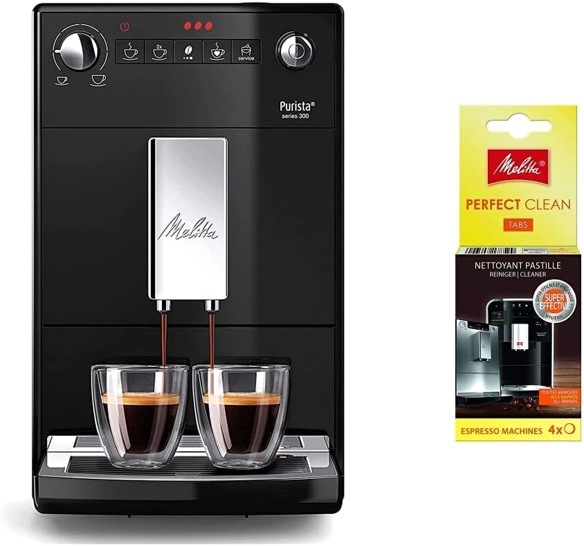 Melitta, Purista, Argent, F230-101 Machine à Café et Expresso 1L Automatique avec Broyeur à Grains, Compacte, Silencieuse