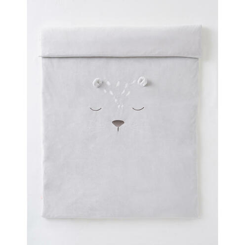 Housse couette 100 cm X 140 cm veloudoux gris Babou & Kendi - NOUKIE 'S