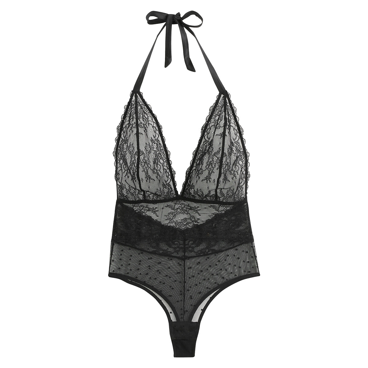 ANNE WEYBURN<br>Corpete de renda e tule com bolinhas