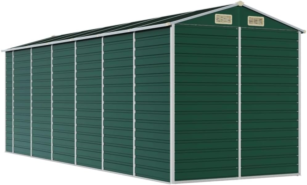 vidaXL Gerätehaus Grün 191x555x198 cm Verzinkter Stahl