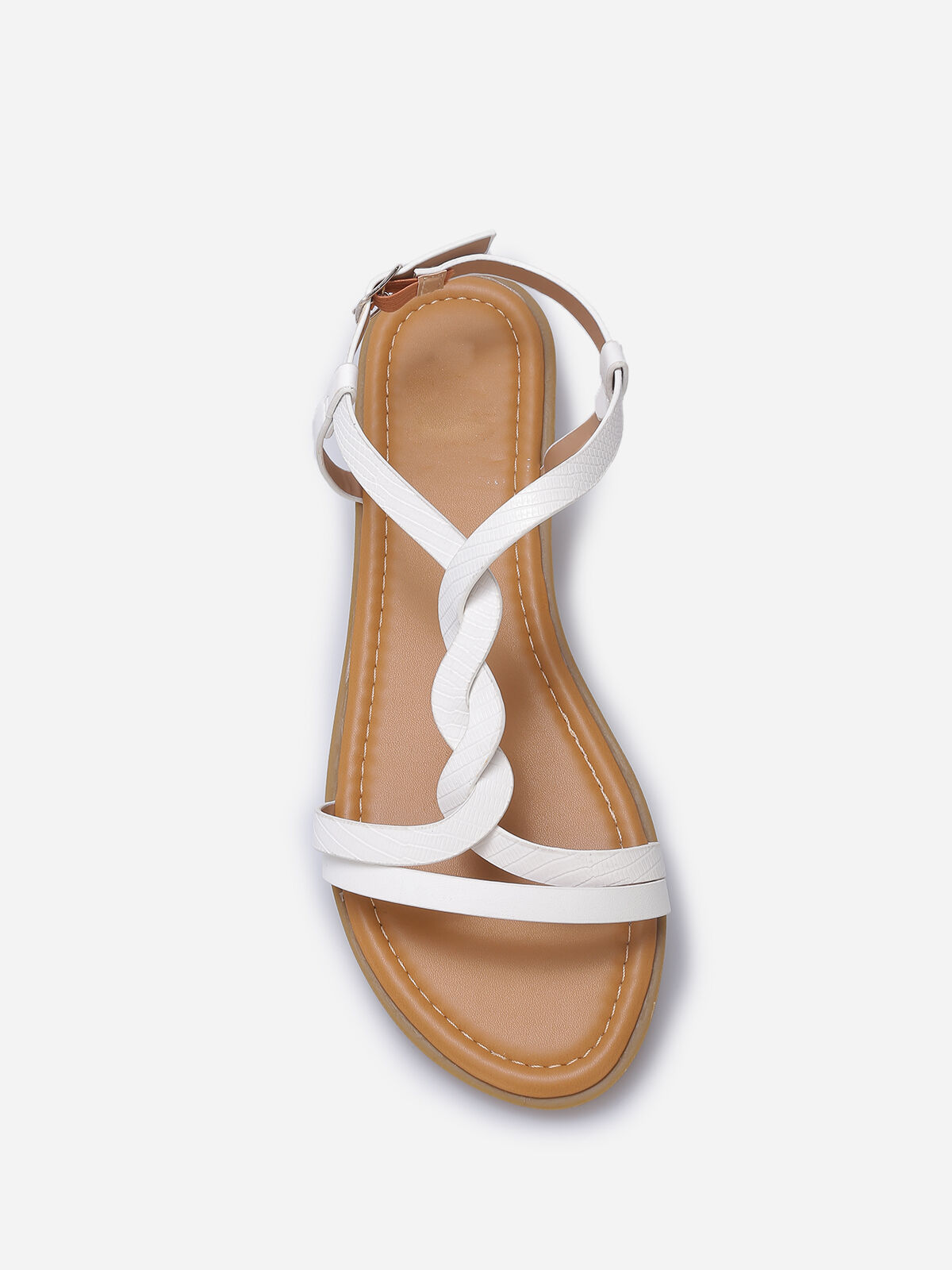 Nu-pieds avec bride style écailles grandes tailles- Blanc
