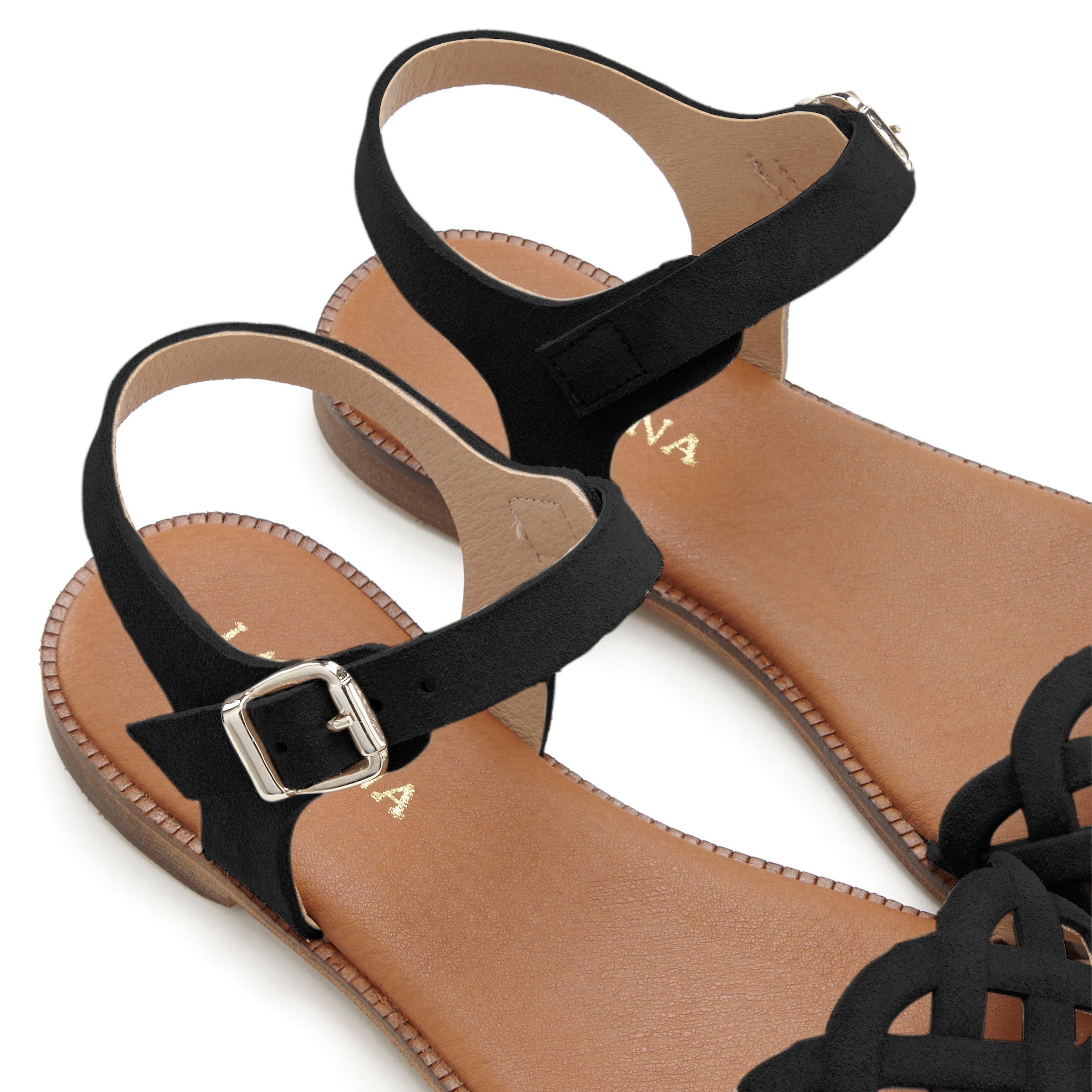 LASCANA Sandale »Sommerschuh«  Sandalette, Sommerschuh aus Leder mit Cut-Outs und weicher Innensohle