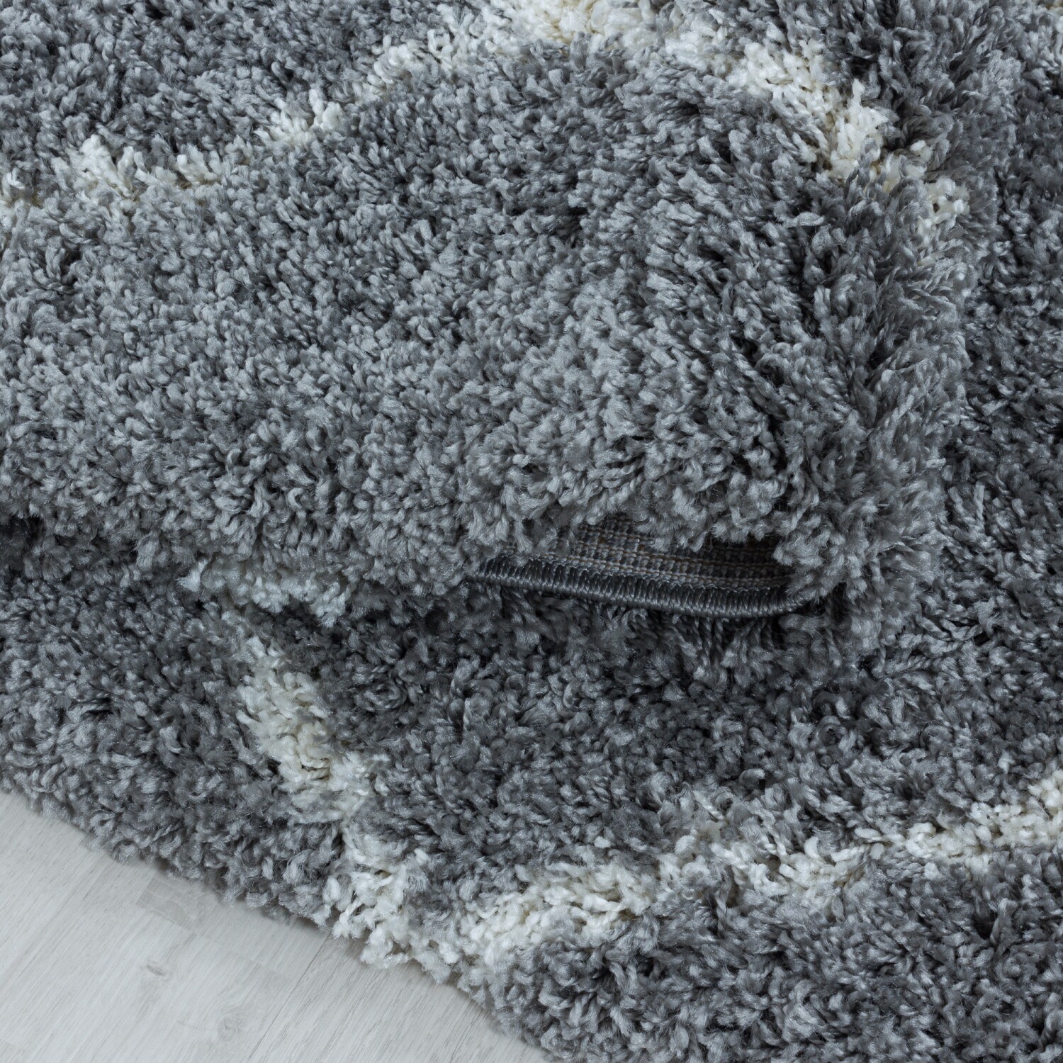 Moderner Hochflor Teppich, Skandinavischer Stil mit Rautenmuster, Shaggy Teppich
