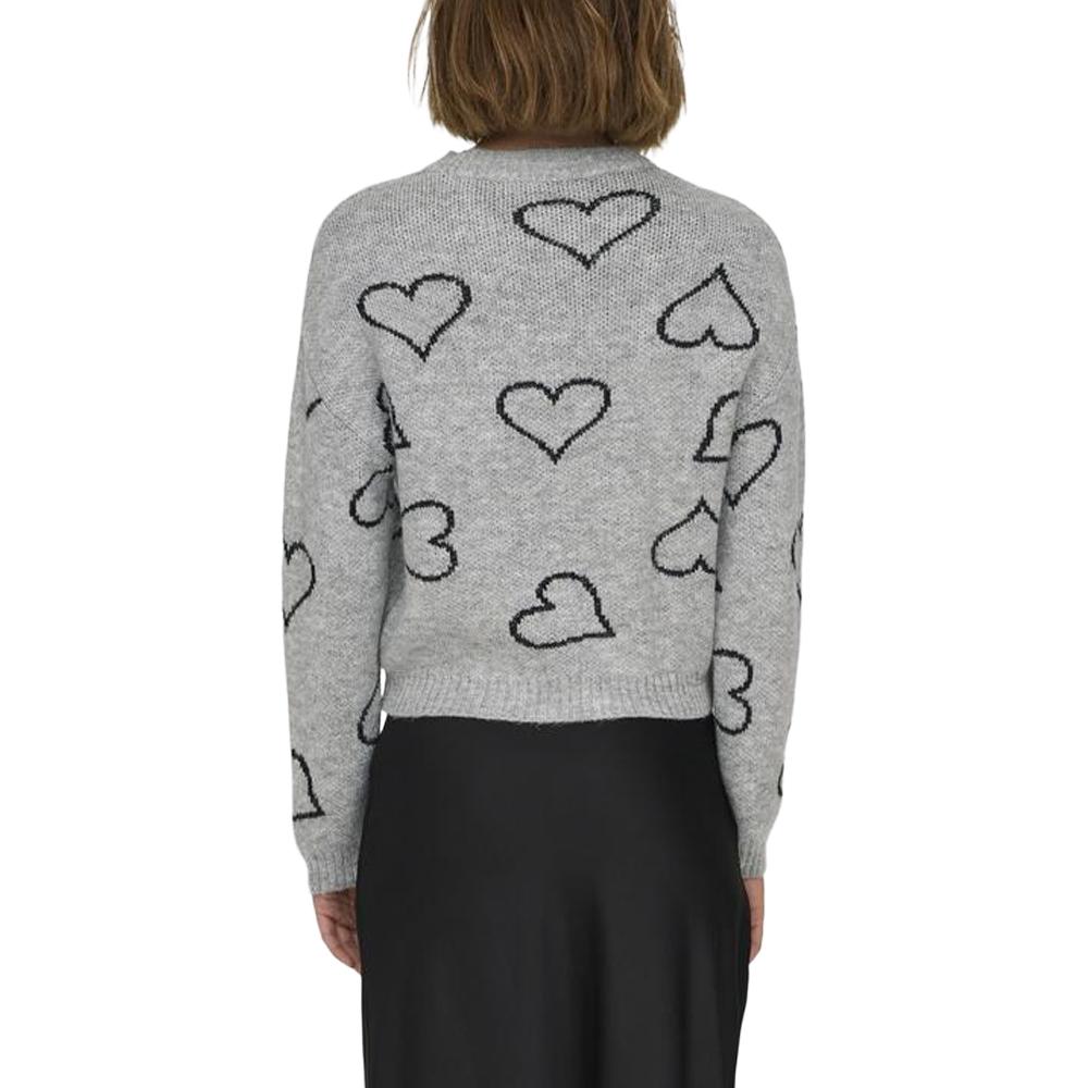Only Pull Gris/Noir Coeur Femme Only Happie