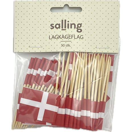 Lagekageflag med træpind 50-pak