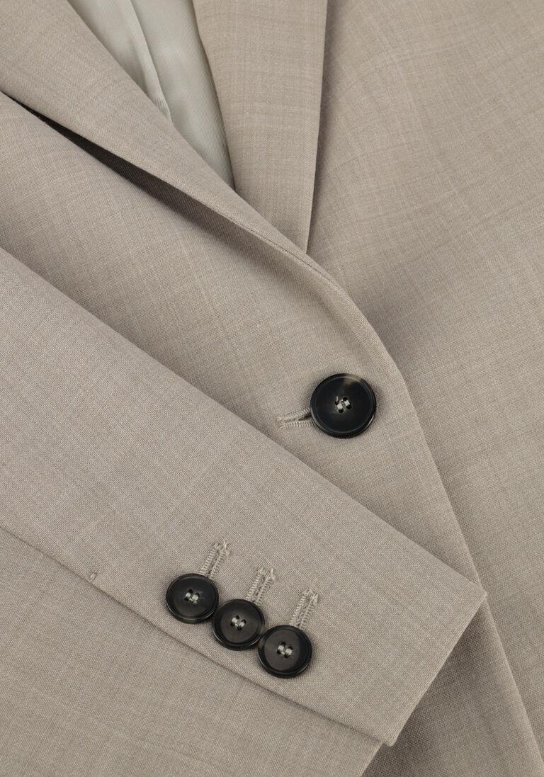 beige forte forte blazer wool blend canvas belted masculine jacket
