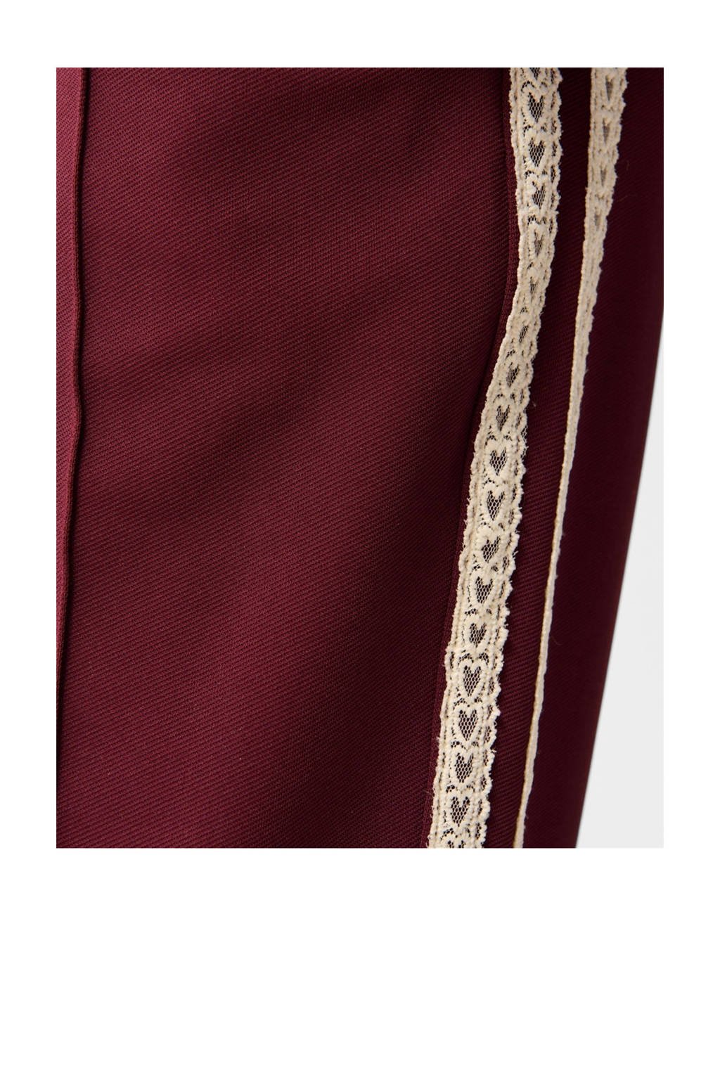 Shoeby wide leg broek met kanten bies donkerrood
