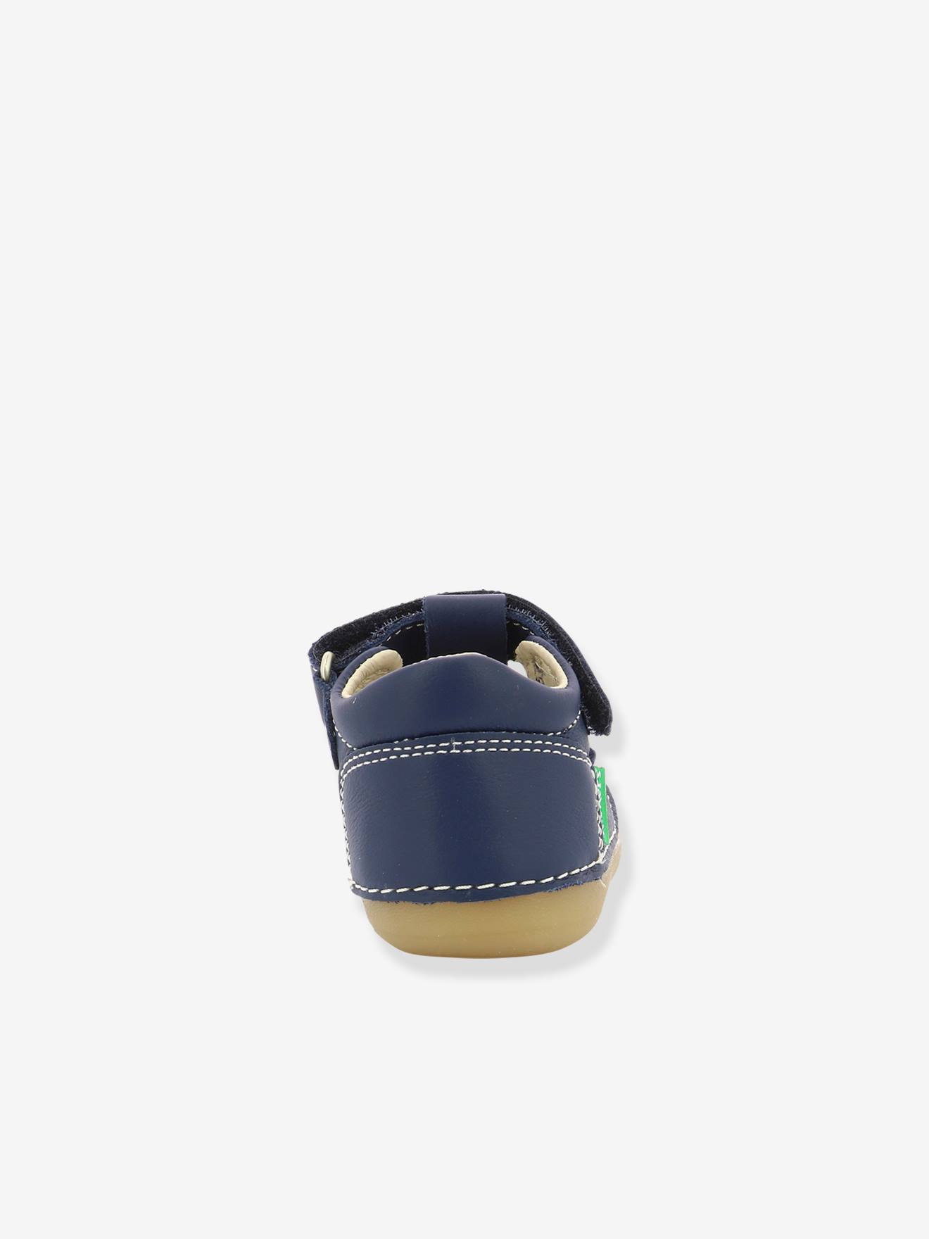 Sandálias de couro para bebê Sushy Original Softers KICKERS®, azul escuro liso
