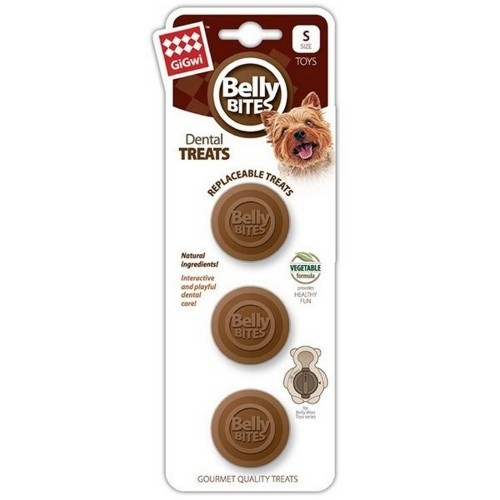 Pequenos petiscos dentais para cães, sabor natural.