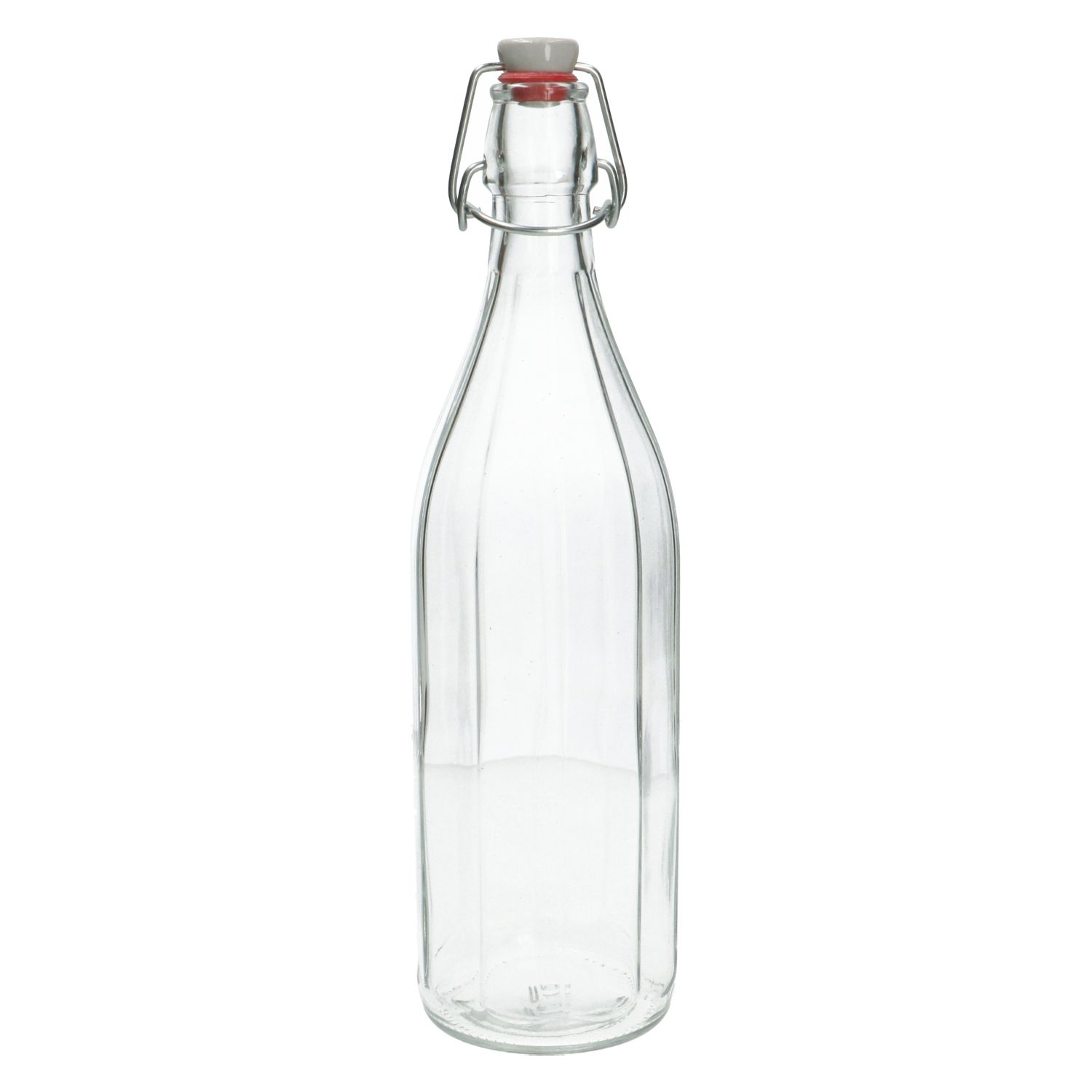 Beugelfles, facet, glas, porseleinen dop, 1 liter