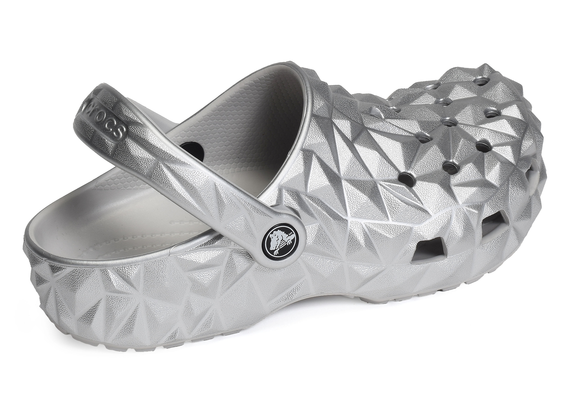 Classic geometric clog argent