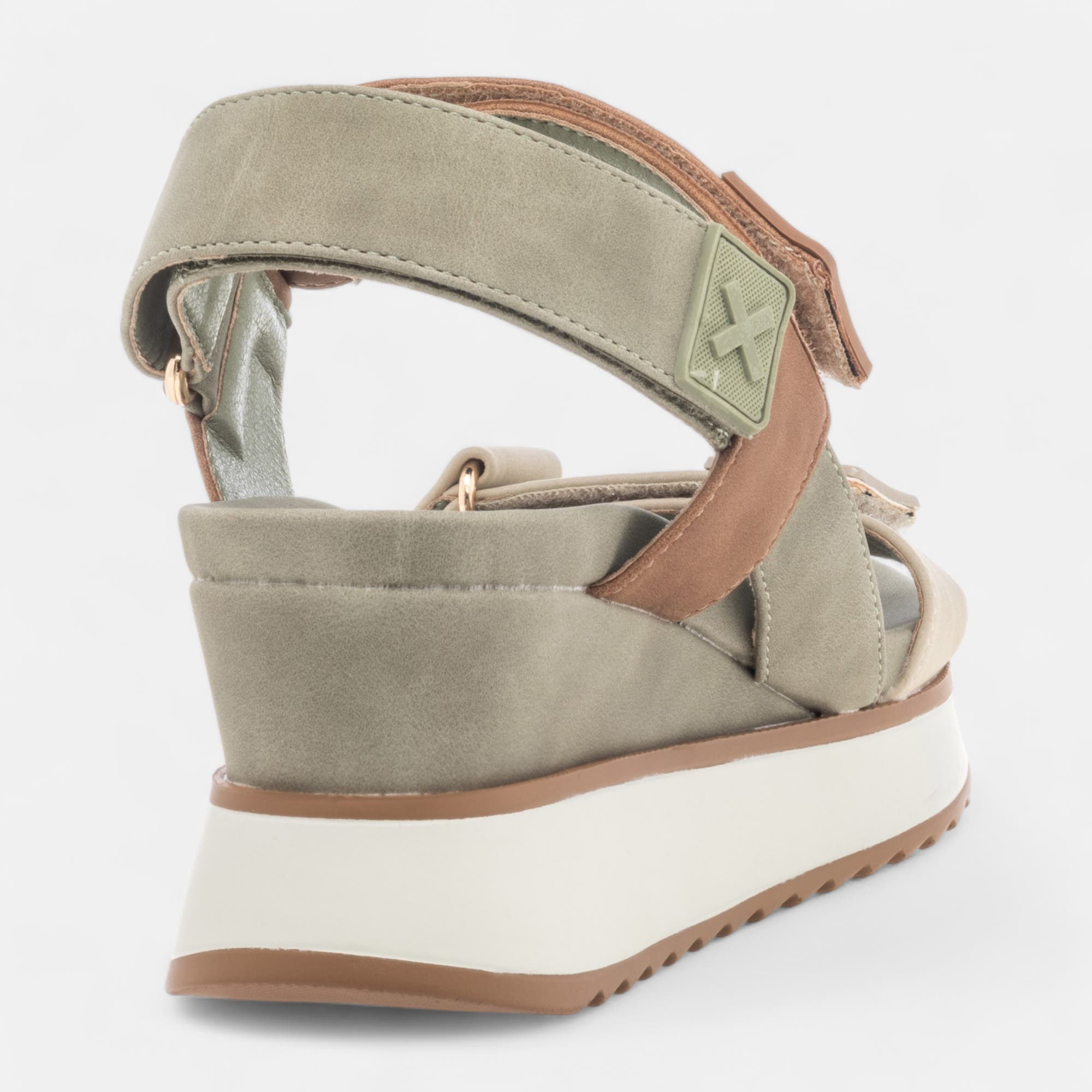 Sandales à talon compensé Femme kaki