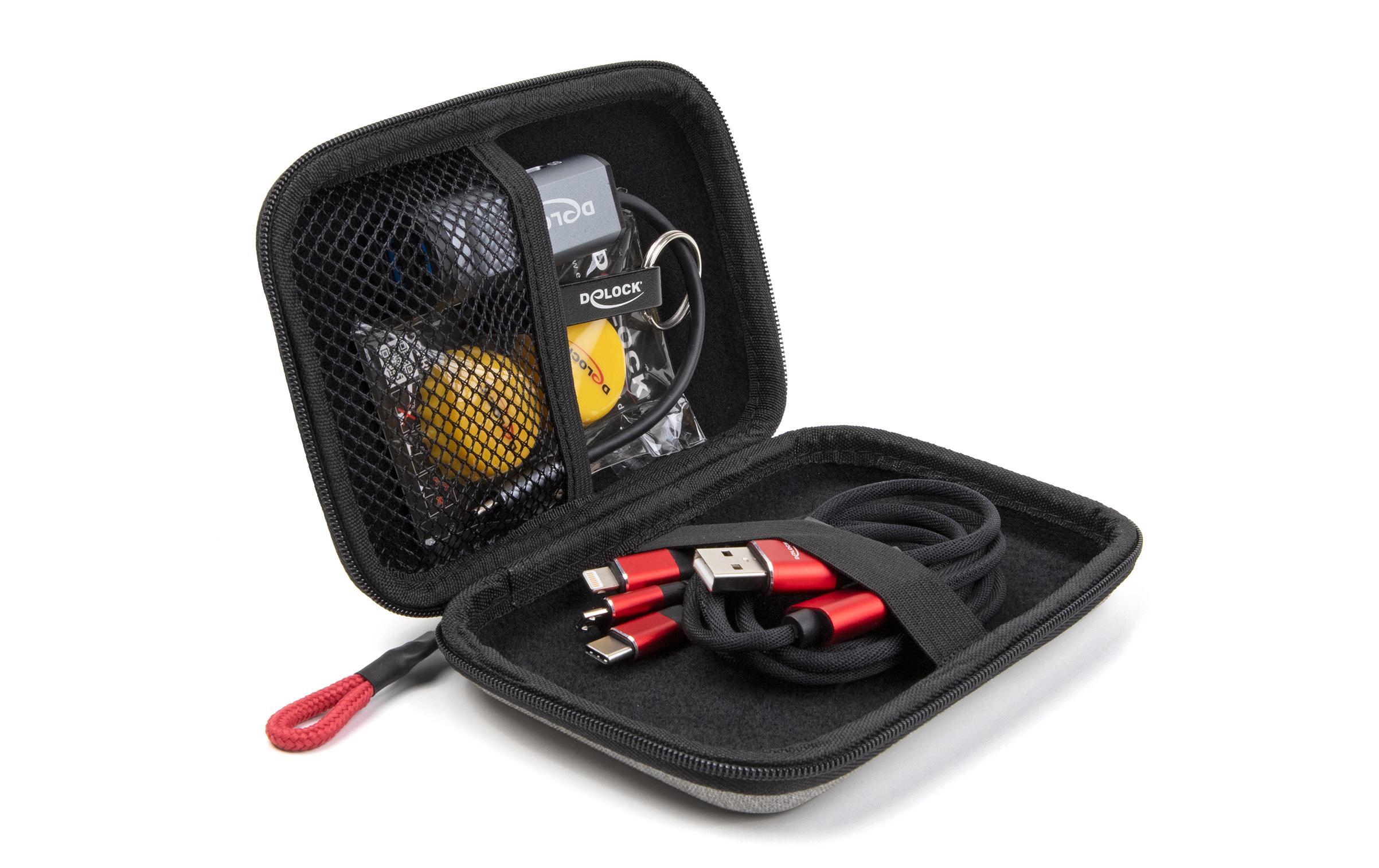 Travel Kit II Easy EditionDelock Travel Kit II Easy Edition – USB Hub mit Card Reader / 3 in 1 Ladekabel