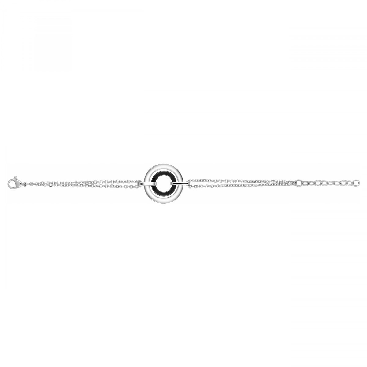 Bracelet souple mono-motif en Acier 316L et céramique - blanc brillant