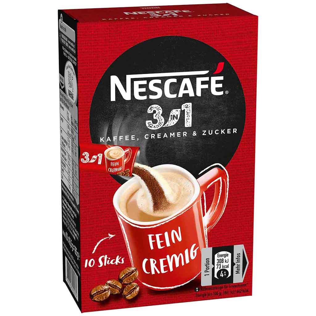 Nescafe 3in1 fein cremig 10 Sticks 165g MHD:28.2.26