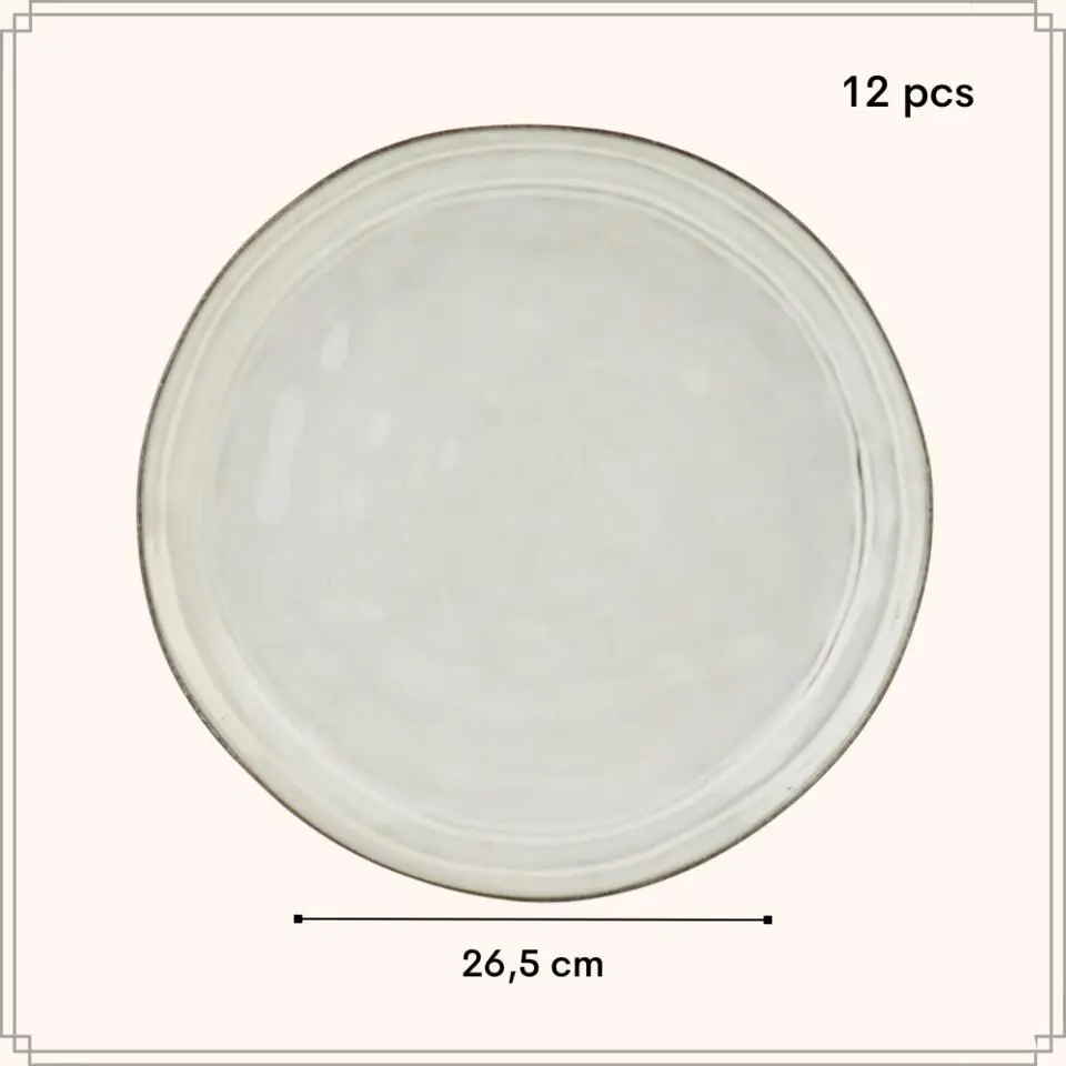 OTIX Diner Bordenset 12 Persoons Beige 26,5cm Keramiek LILY