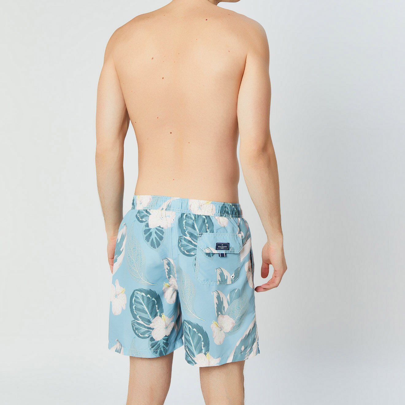Hackett London Maillot de Bain à imprimé tropical bleu