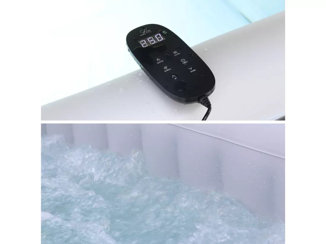 Spa MSPA gonflable carré – Fjord 4 - 4 places. système anti-gel + bâche. 160cm. PVC. pompe. chauffage. gonfleur. filtre