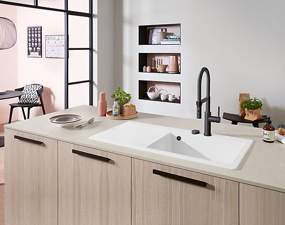 Évier en céramique 1 cuve à droite à encastrer Villeroy & Boch Subway Style blanc brillant