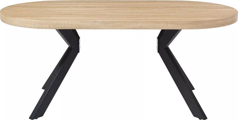 Vente-unique - KOMONI - Eettafel - Licht Natuurlijk en Zwart - MDF en Staal - 6 Personen