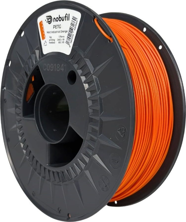 Nobufil  PETG Matt Industrial Orange, 1,75 mm / 1000 g    Leicht zu druckendes mattes PETG Filament aus recyceltem Kunststoffabfall in Industrial Orange