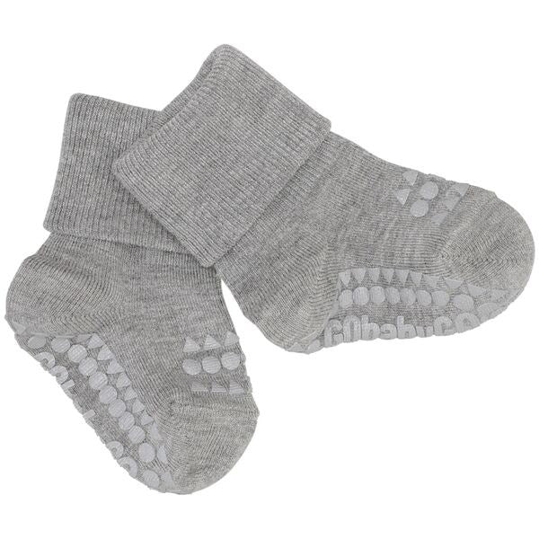 Bamboo Strømper Antislip Grey Melange - Gobabygo