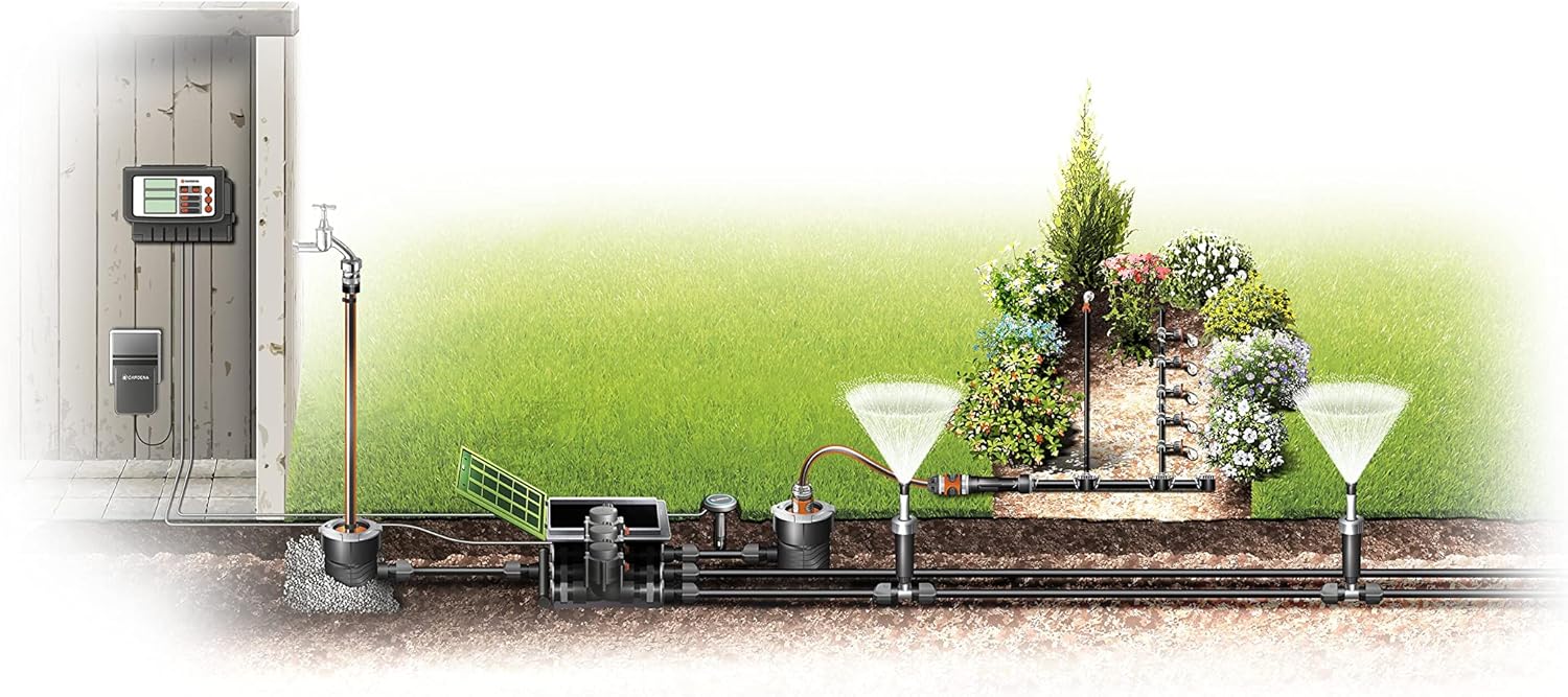 Gardena Ventilbox 9 V Bluetooth-Set: Bodeneinbaudose für den unterirdischen Einbau von batteriebetriebenen Bewässerungsventilen, programmierbar per App (1286-20)