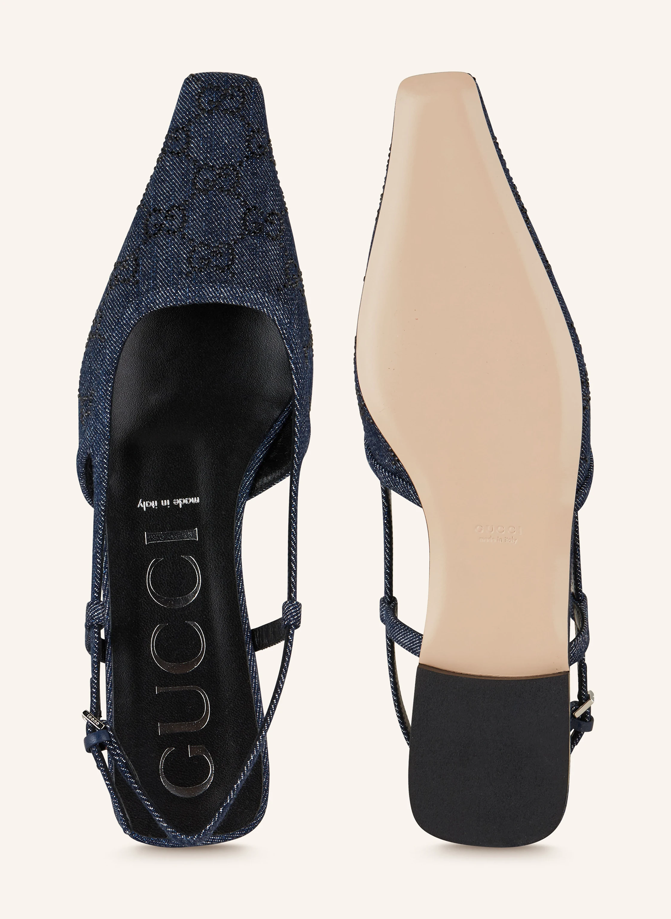 GUCCI Sling-Ballerinas mit Schmucksteinbesatz