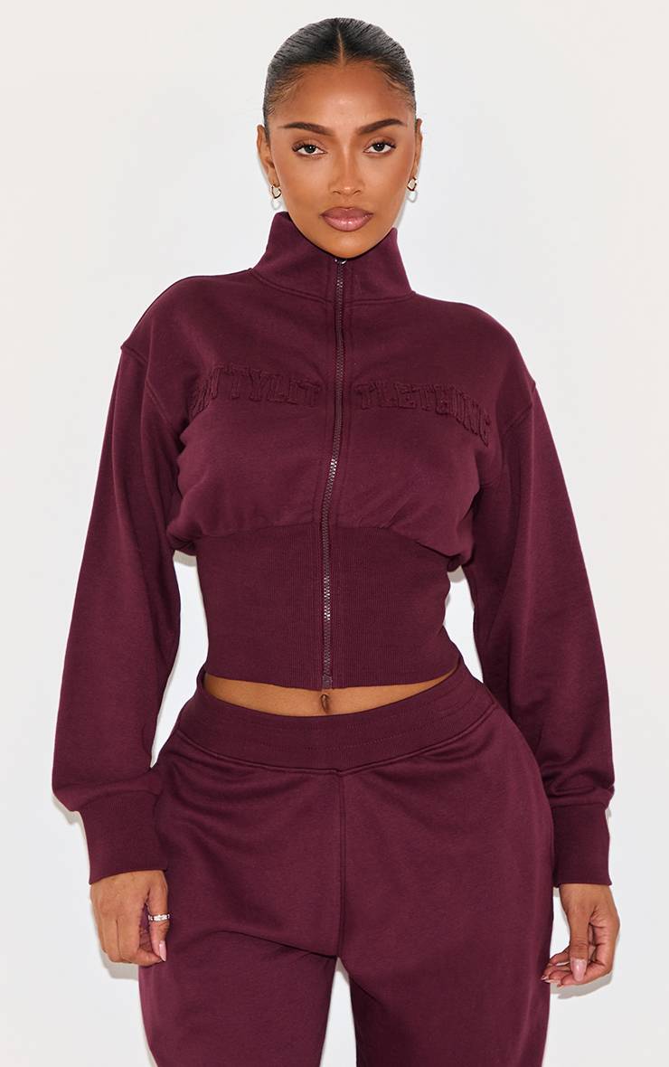 Rouge Vin Sweat-shirt Ajusté Zippé Shape