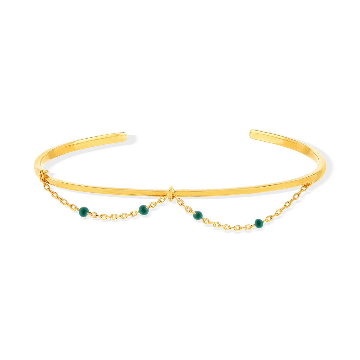 Bracelet rigide plaqué or résine verte 60 mm