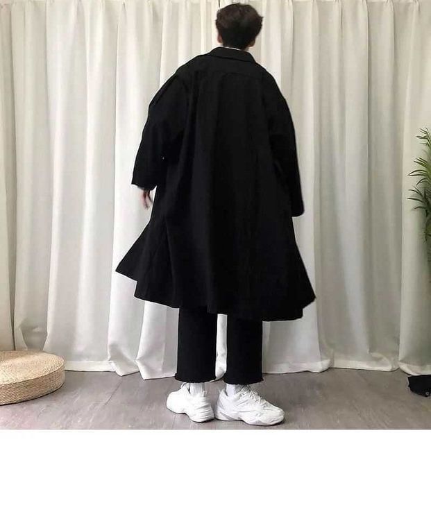 Wewewow - Lange trenchcoat met kraag en effen kleur