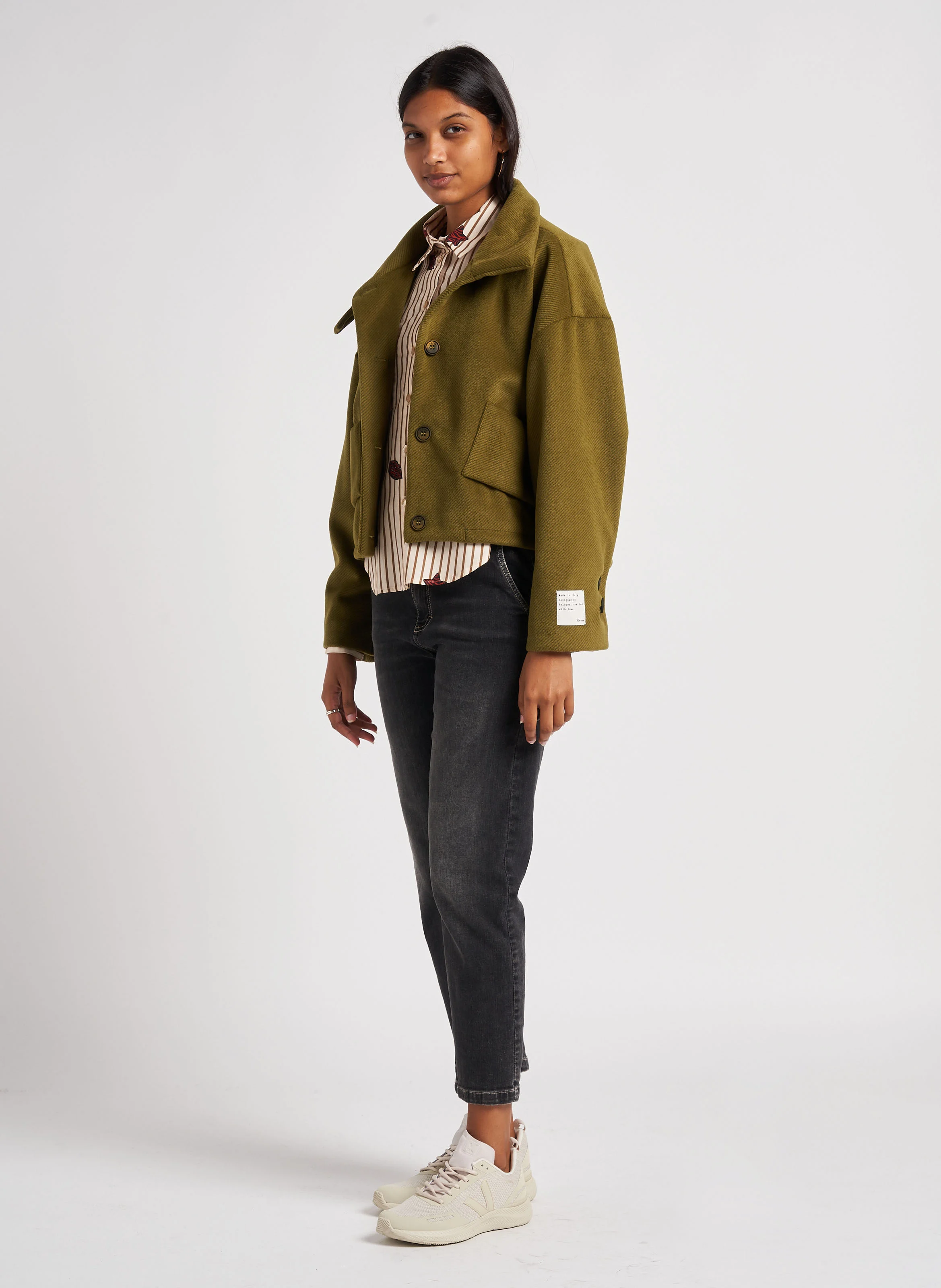 Veste oversize col montant| Kaki