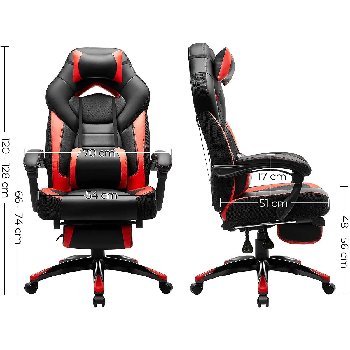 Helloshop26 Fauteuil Gaming - Rouge Noir