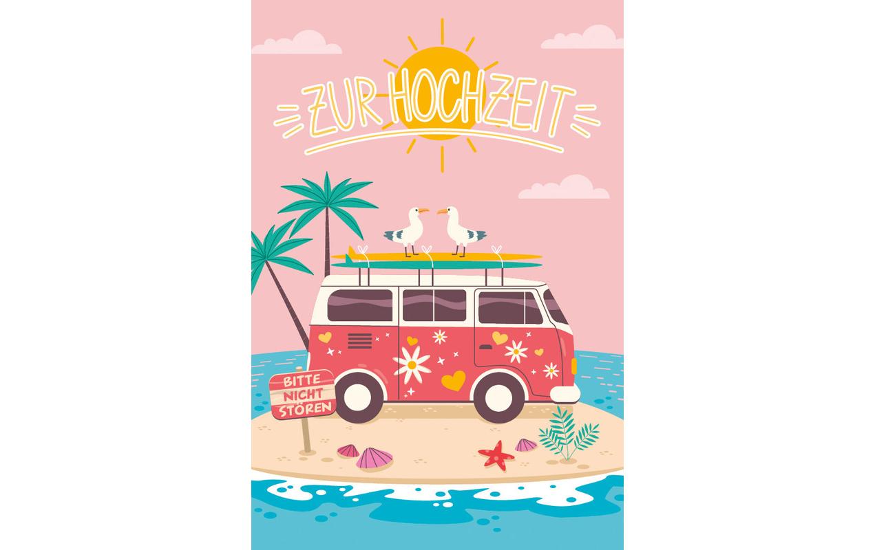 Hochzeitskarte Hippiebus B6Glückwunschkarte zur Hochzeit