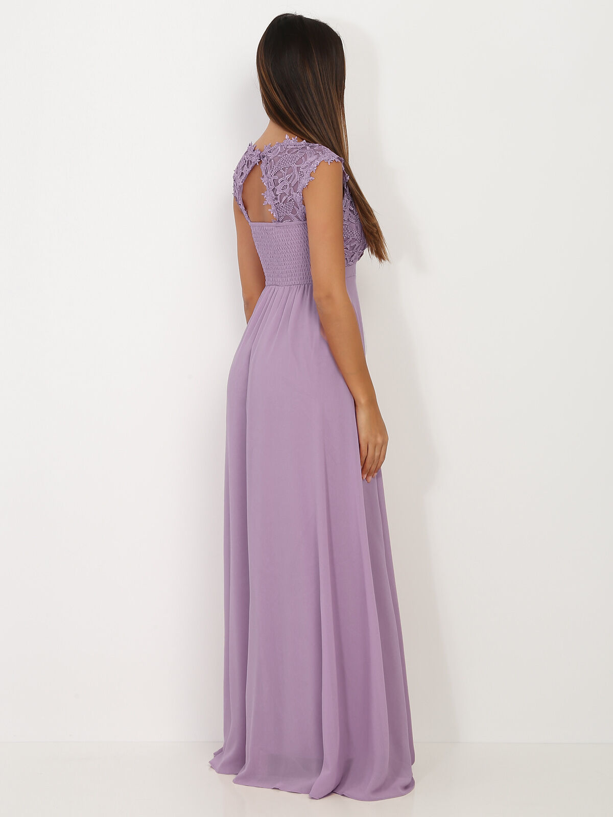 Robe longue à dentelle- Parme